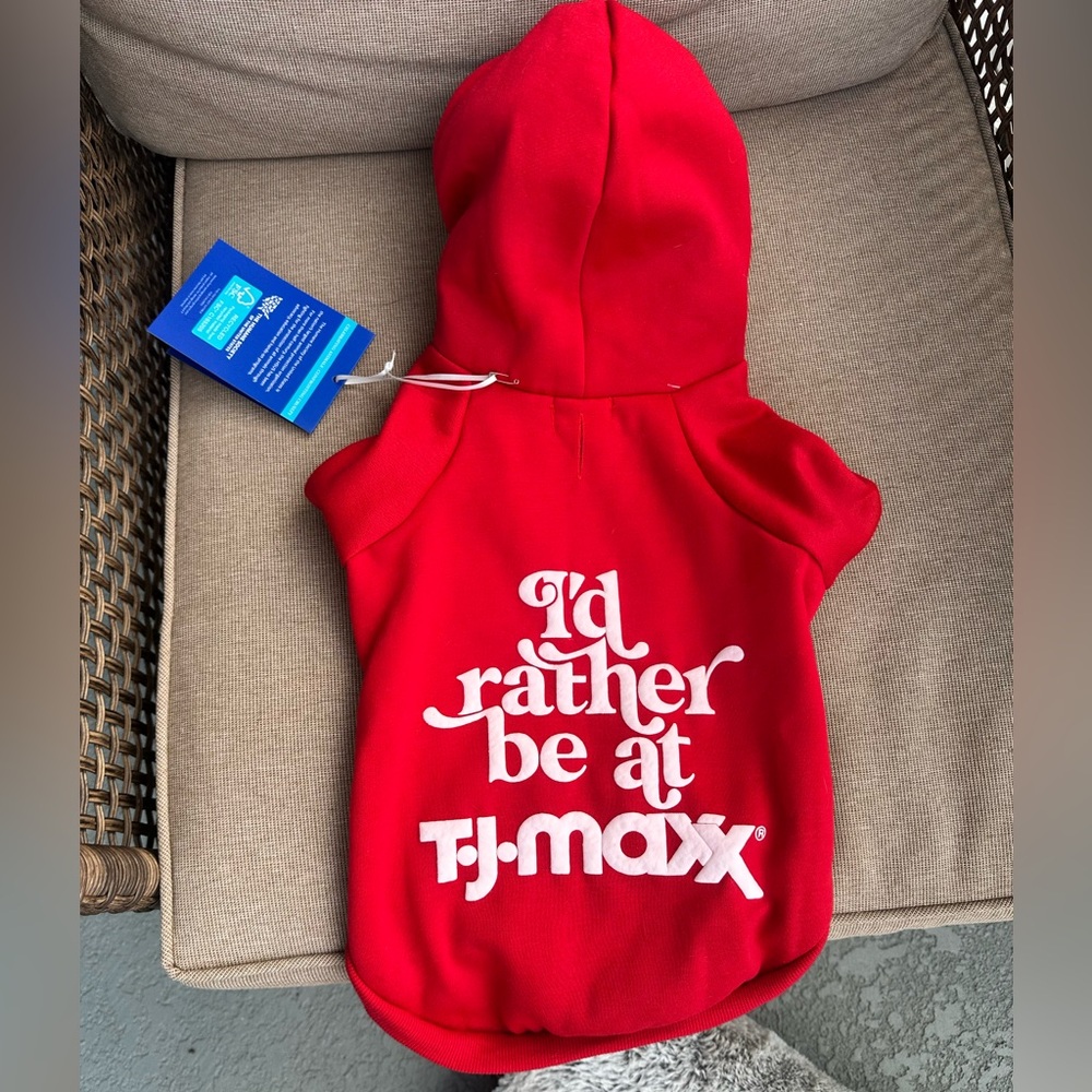 NWT Dog Puff Letter Red Hoodie Sweatshirt TJ Maxx
